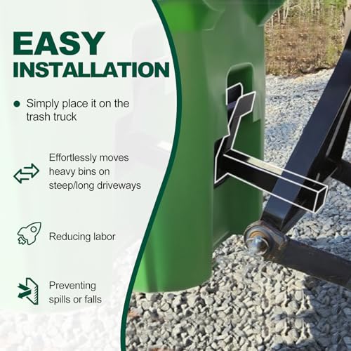 Pilida 2" Trash Can Grabber Hauler with Hitch Receiver - Towing Attachment for Lawn Mower & Garden Tractor Garbage - Image 3