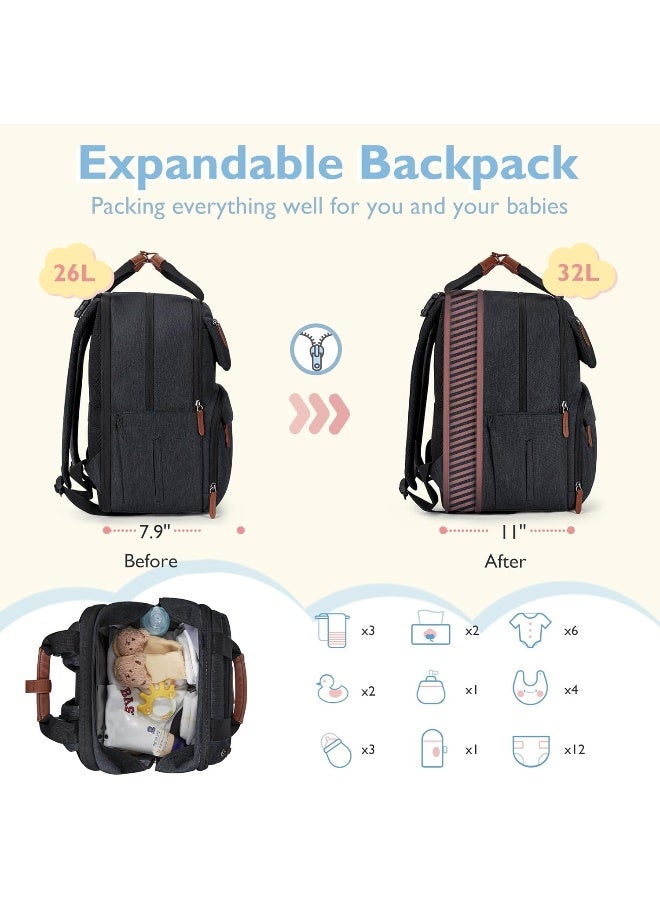 mommore Diaper Bag Backpack, Extra Large Diaper Bag for 2 Kids/Twins with Changing Pad for Travel Outdoors - Image 2