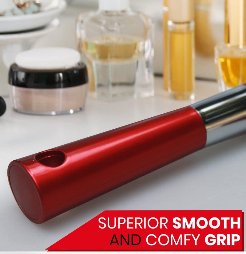 ميرورفانا مرآة يد احترافية كبيرة ومريحة من Mirrorvana مع مقبض مريح للنساء - موديل أحمر متلألئ ممتاز (عبوة واحدة) - Image 3