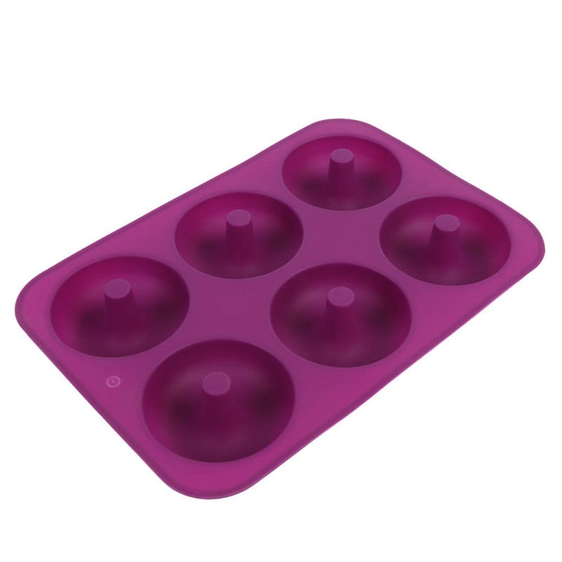 6-Cavity Silicone Donut Baking Pan Donut Chocolate Mold Microwave Freezer Safe(Purple) - Image 1