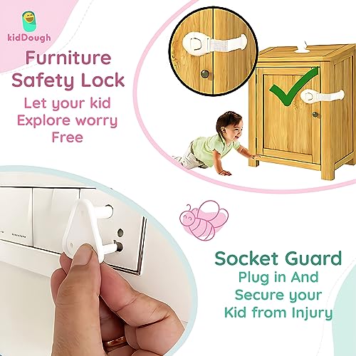 KidDough Baby Safety Proofing Kit - Furniture Edge Protector, Safety Locks, Corner Guards for Sharp Edges, Socket Guards and More, All-in-One Baby Proofing Products (2 mtr Brown Edge Protector Kit) - Image 4