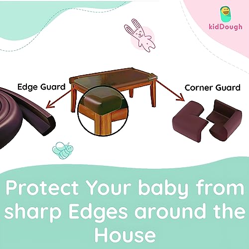 KidDough Baby Safety Proofing Kit - Furniture Edge Protector, Safety Locks, Corner Guards for Sharp Edges, Socket Guards and More, All-in-One Baby Proofing Products (2 mtr Brown Edge Protector Kit) - Image 5