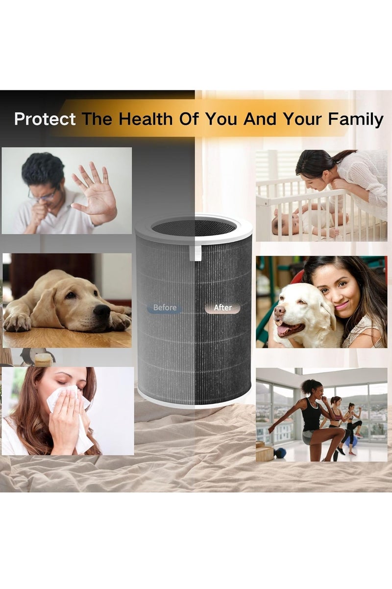 Y&D Xiaomi Replacement Air Purifier Filter Replaceable Inner Core Filter Activated Carbon Pure Air for Dust Allergens Odors Filter Clean Air Dust Removal 3-in-1 H13 True HEPA-Grade Odor Elimination High Efficiency Dust Pollen Pet Dander Removal 1-Pack Compatible with Xiaomi Model Changable Filter Suitable for Home Bedroom Office - Image 5