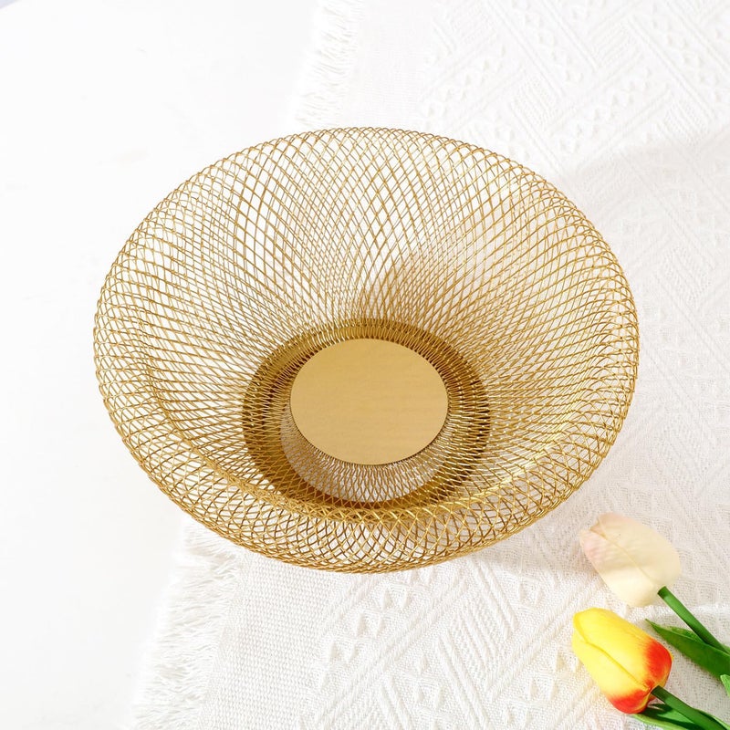 IBWell Metal Wire Woven Fruit Storage Bowl Basket for Kitchen Large Black Mesh Fruit Stand for Apple Pineapple Banana Orange Lemon Pear Strawberry Watermelon Gold Small - Image 4