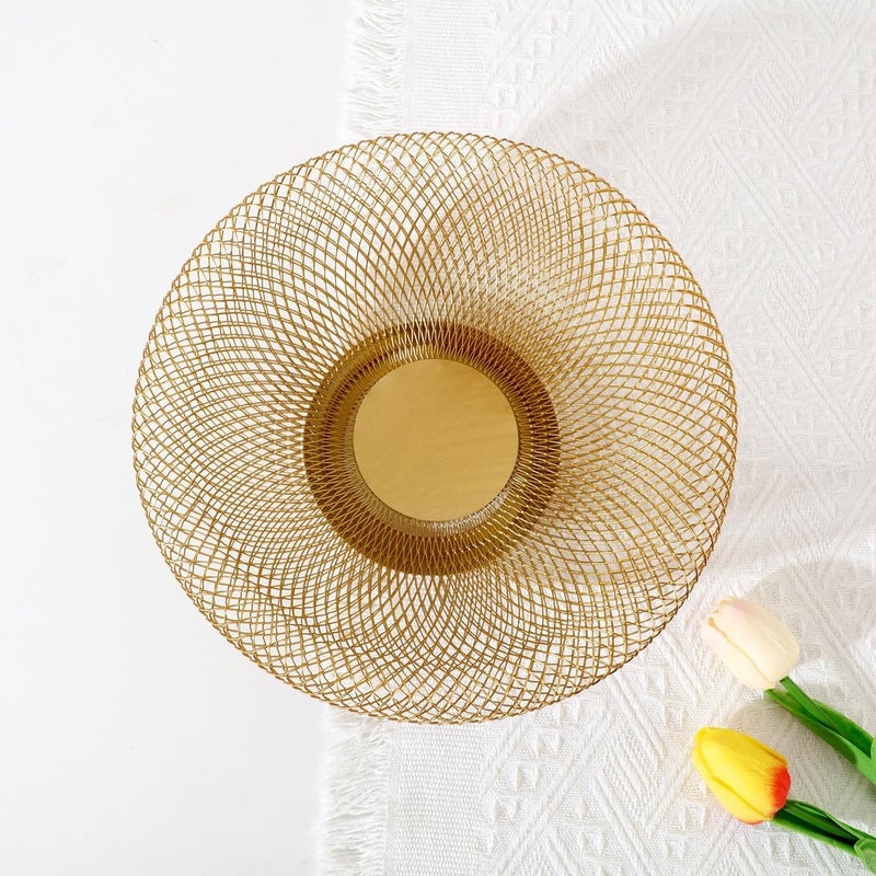 IBWell Metal Wire Woven Fruit Storage Bowl Basket for Kitchen Large Black Mesh Fruit Stand for Apple Pineapple Banana Orange Lemon Pear Strawberry Watermelon Gold Small - Image 3