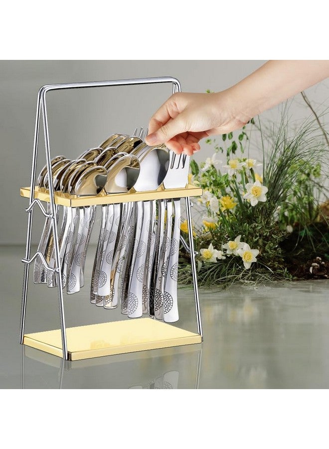 Parage 25 Pieces Regal Cutlery Set Premium Stainless Steel with Stand (Contains: 6 Table Fork, 6 Table Spoon, 6 Dinner Spoon, 6 Tea Spoon, 1 Cutlery Stand) Spoon Set for Dining Table Stylish - Image 5