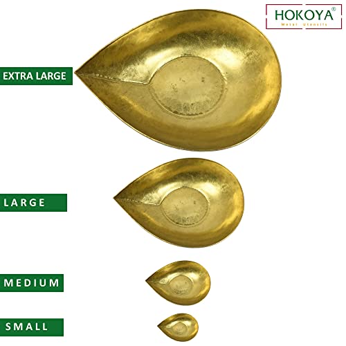 HOKOYA Pital Formal Diya Sets for Diwali / Dussehra / Evening Puja in Home / Mandir / Temple (Small, 12) - Image 5