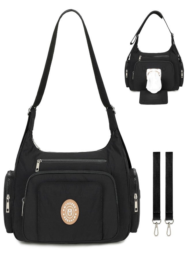 MYHOZEE Puffer Crossbody Bags for Women Mom Large Diaper Bag Purse with Wipes and Trash Dispenser Shoulder Bag Cross Body Purses for Women Nylon Puffy Messenger Bags Women's Handbags Tote Adjustable Strap - Image 1