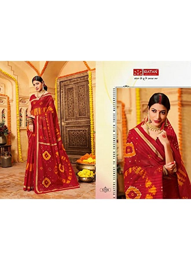 Ratan Women's Plain Cotton Saree Without Blouse Piece (Hrt-5709_Red) - Image 5