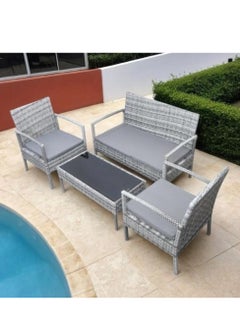 4 People Conversation Sets Outdoor Wicker Rattan Chairs Garden Backyard with Table