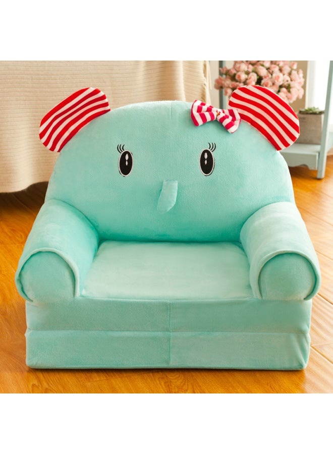Foldable Children's Small Sofa Double-Layer Single Soft Thickened Nap Tatami Animal-shaped Backrest Seat-Color:Baby Elephant - Image 1