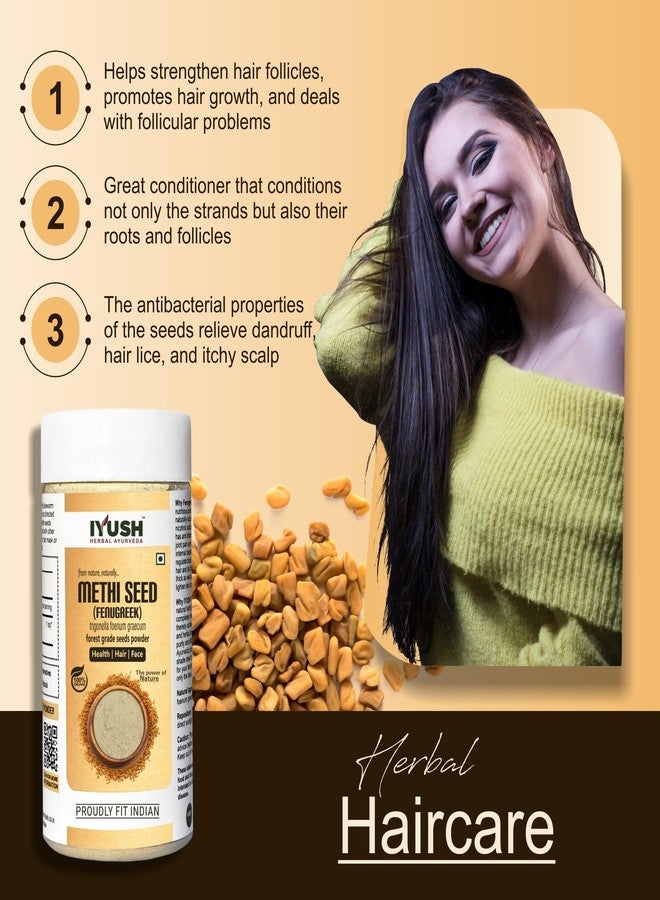 IYUSH Herbal Ayurveda Organic Methi Powder for Hair Growth | Methi Powder for Eating | Fenugreek Powder for Face | Fenugreek Powder for Hair | (pack of 2, 100gm each) - Image 3