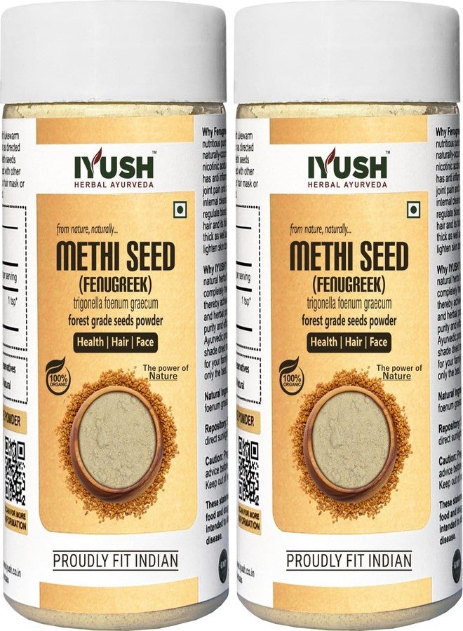 IYUSH Herbal Ayurveda Organic Methi Powder for Hair Growth | Methi Powder for Eating | Fenugreek Powder for Face | Fenugreek Powder for Hair | (pack of 2, 100gm each) - Image 1