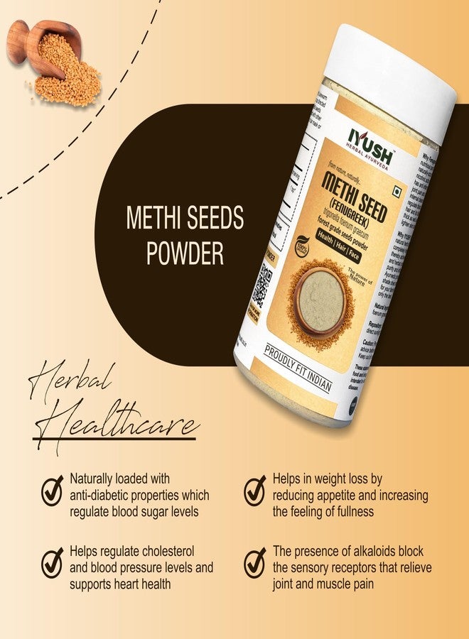 IYUSH Herbal Ayurveda Organic Methi Powder for Hair Growth | Methi Powder for Eating | Fenugreek Powder for Face | Fenugreek Powder for Hair | (pack of 2, 100gm each) - Image 2