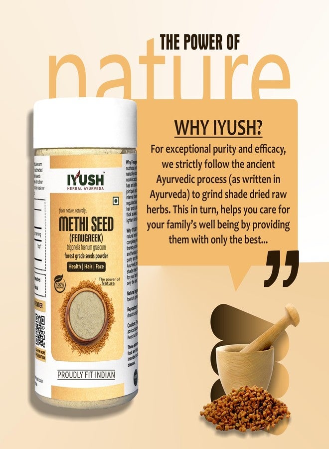 IYUSH Herbal Ayurveda Organic Methi Powder for Hair Growth | Methi Powder for Eating | Fenugreek Powder for Face | Fenugreek Powder for Hair | (pack of 2, 100gm each) - Image 5