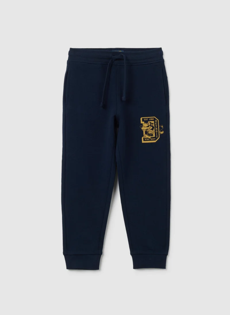 Ovs CHILDREN'S JOGGER TROUSERS IN PURE BLUE COTTON WITH REGULAR FIT