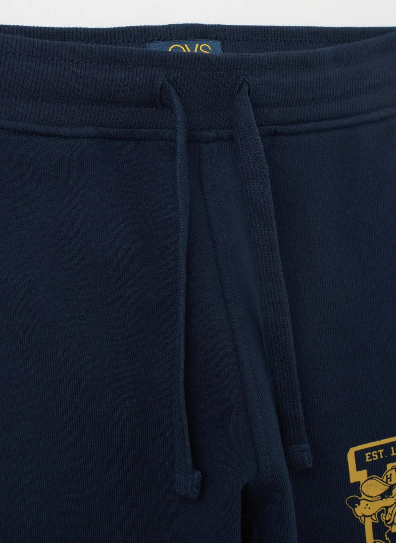 Ovs CHILDREN'S JOGGER TROUSERS IN PURE BLUE COTTON WITH REGULAR FIT