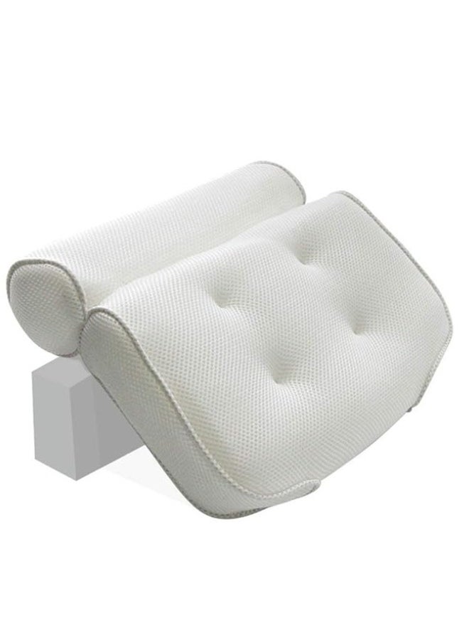 Generic 3D Breathable Mesh Bath Pillow with 6 Non-Slip Suction Cups - White  - Image 3