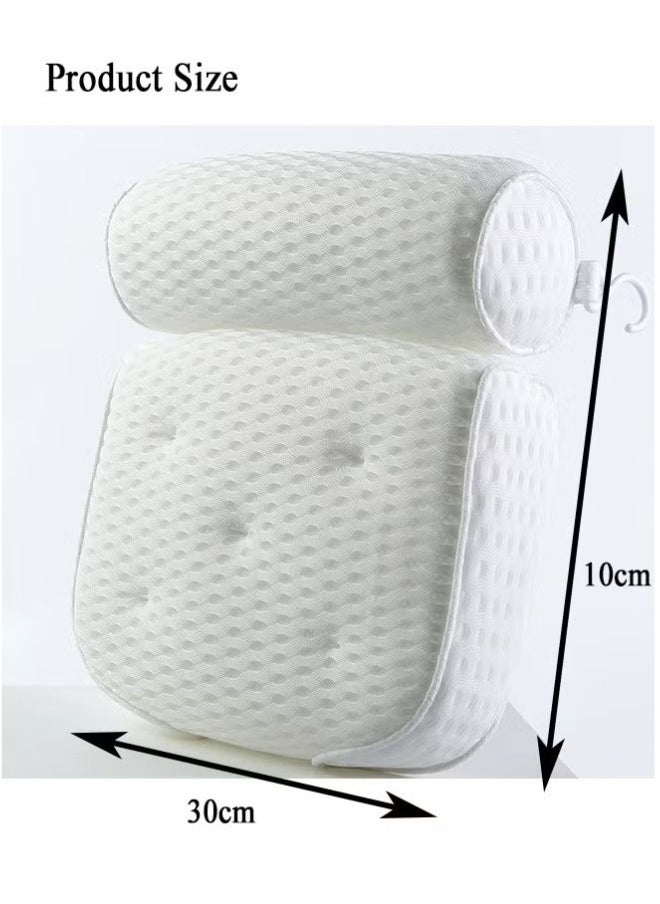 Generic 3D Breathable Mesh Bath Pillow with 6 Non-Slip Suction Cups - White  - Image 4