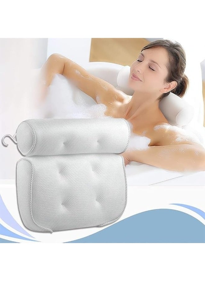 Generic - 3D Breathable Mesh Bath Pillow with 6 Non-Slip Suction Cups - White - Image 1