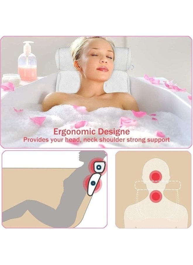 Generic - 3D Breathable Mesh Bath Pillow with 6 Non-Slip Suction Cups - White - Image 1