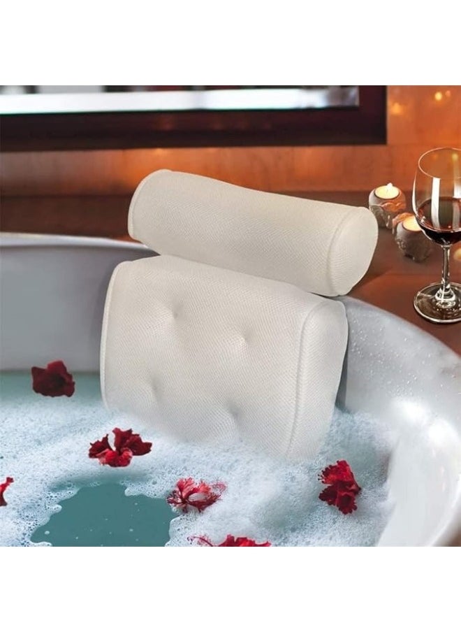 Generic - 3D Breathable Mesh Bath Pillow with 6 Non-Slip Suction Cups - White - Image 1