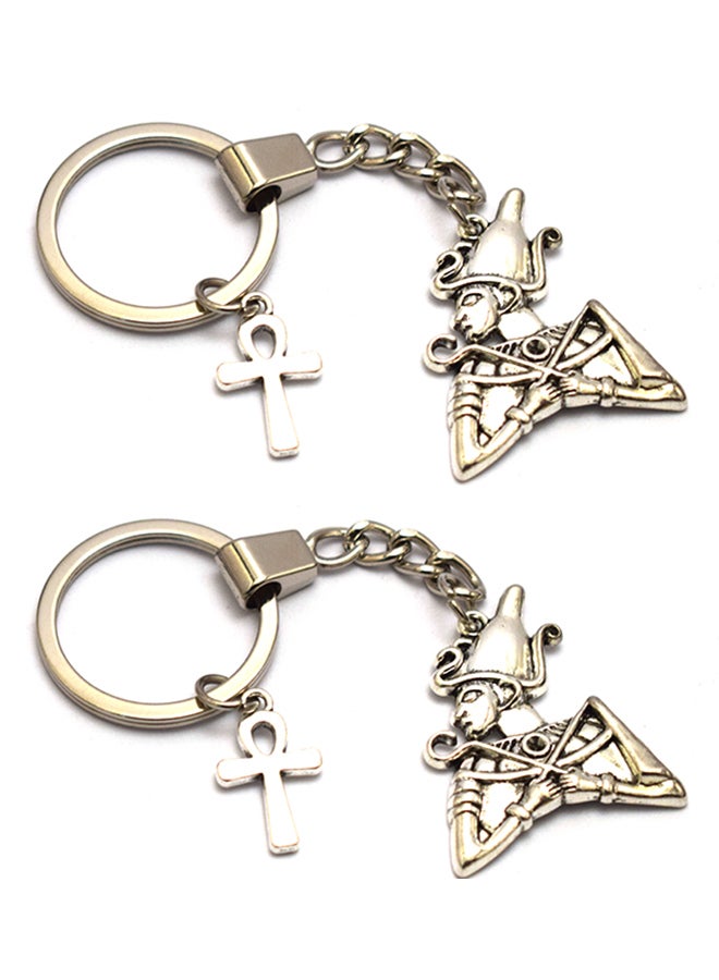 2 pieces of  immatgar pharaonic keychain Egyptian souvenirs gifts from egypt Authentic Pharaohs (Tutankhamun1 - Silver)