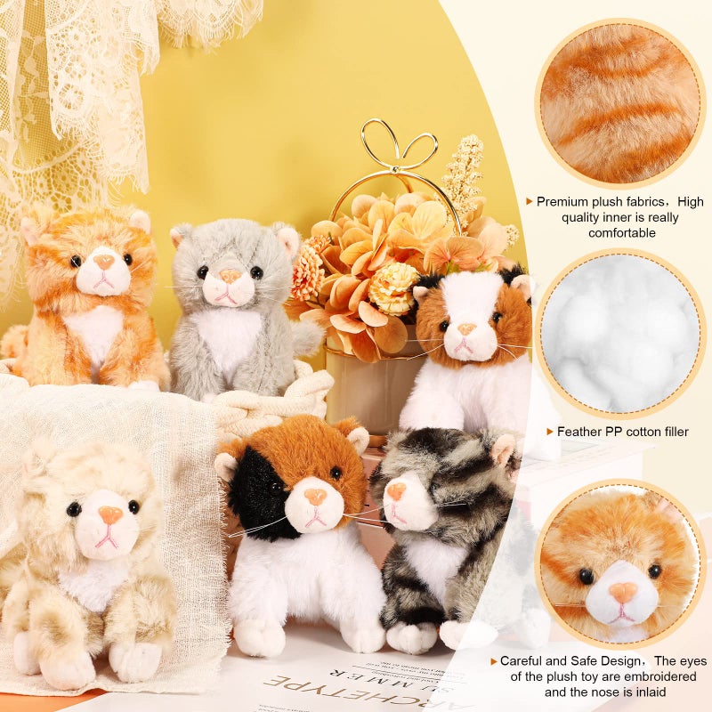 Leitee 16 Pcs Cat Stuffed Animals Bulk Party Favor 5 Inch Kitten Plush Toy Assorted Cute Cat Plush Stuffed Gift Small Fluffy Animal Toy for Birthday Adopt Pet Classroom Party Favor(Cute Style) - Image 4