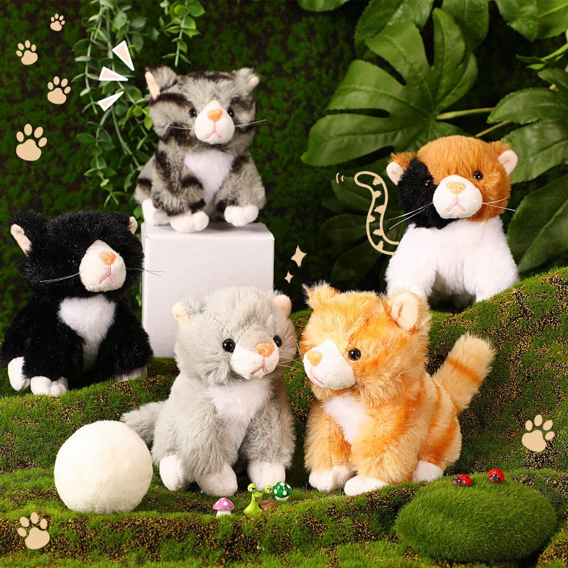 Leitee 16 Pcs Cat Stuffed Animals Bulk Party Favor 5 Inch Kitten Plush Toy Assorted Cute Cat Plush Stuffed Gift Small Fluffy Animal Toy for Birthday Adopt Pet Classroom Party Favor(Cute Style) - Image 5