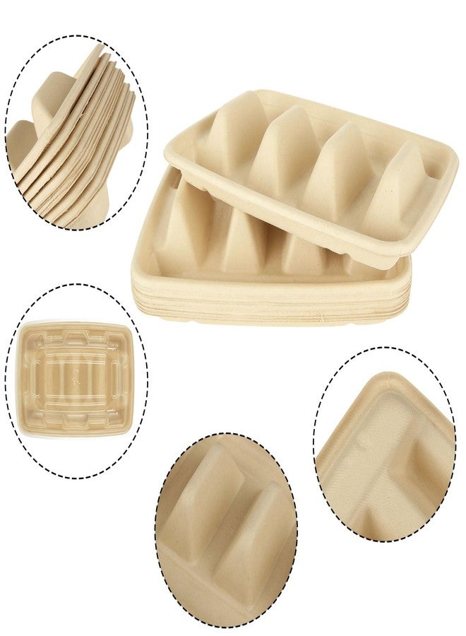 SENENQU 50PACK Disposable Taco Holders with Lid for Party, Premium Paper Taco Plates with Dividers, Fiesta Taco Tray Stands for 3 Tacos, Taco Tuesday Taco Bar Serving Set Holder for Party, Taco Bar - Image 3