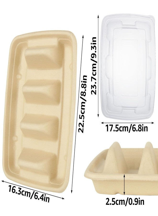 SENENQU 50PACK Disposable Taco Holders with Lid for Party, Premium Paper Taco Plates with Dividers, Fiesta Taco Tray Stands for 3 Tacos, Taco Tuesday Taco Bar Serving Set Holder for Party, Taco Bar - Image 2