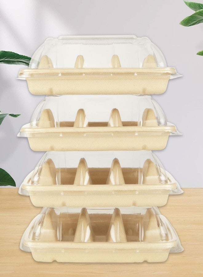 SENENQU 50PACK Disposable Taco Holders with Lid for Party, Premium Paper Taco Plates with Dividers, Fiesta Taco Tray Stands for 3 Tacos, Taco Tuesday Taco Bar Serving Set Holder for Party, Taco Bar - Image 4