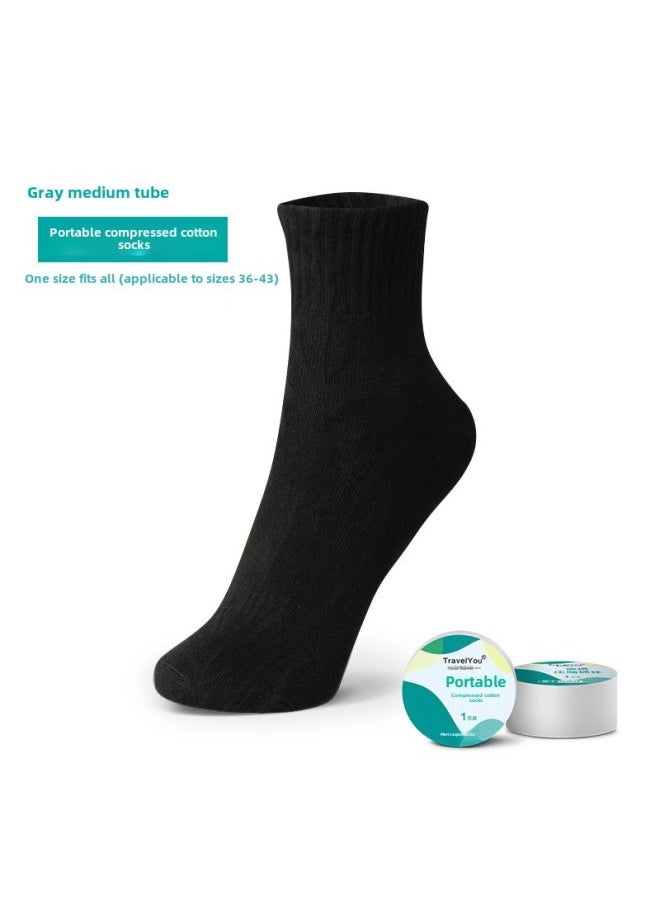 Generic Hotel Disposable Bed Sheet Quilt Cover Pillowcase Bed Four-Piece Set Dirty-Extra Thickened Travel Supplies Sterilized Portable-Color:Disposable Compression Socks [black Mid-tube]  - Image 1