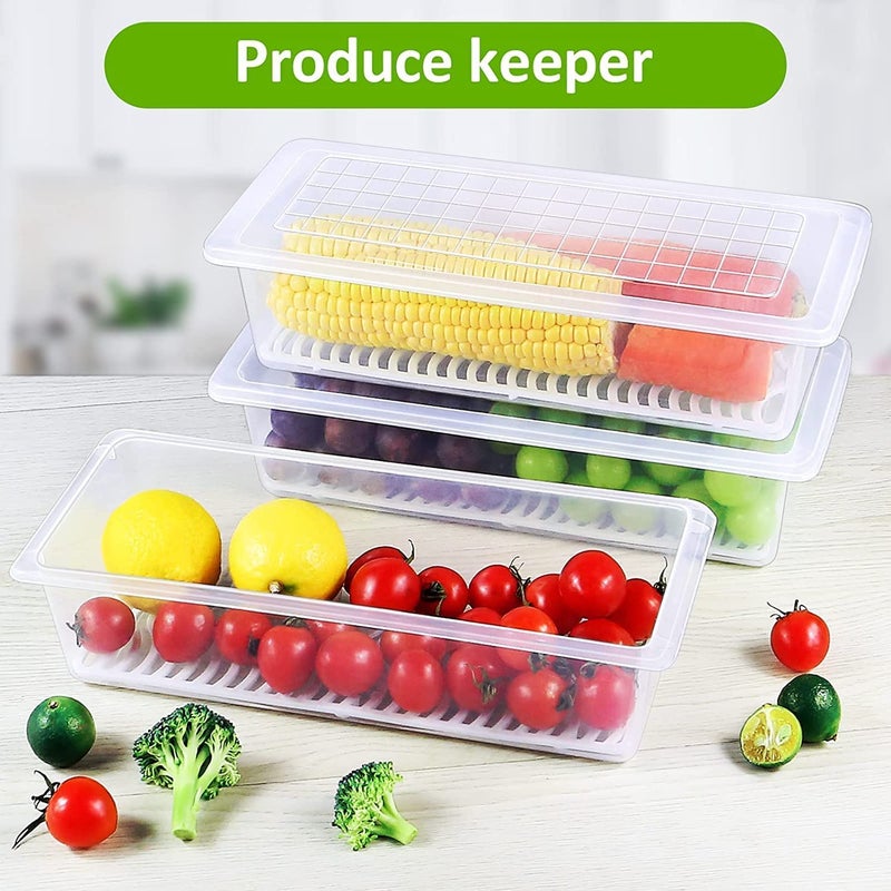 Reffo Reffo MultiPurpose Fridge Storage Boxes With Removable Drain Plate Stackable Freezer Storage Plastic Container Keep Fresh For Storing Fish Meat Vegetables Fruits 1500 Ml Set Of 6 Pcs  - Image 3