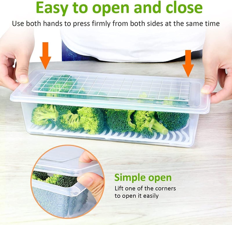 Reffo Reffo MultiPurpose Fridge Storage Boxes With Removable Drain Plate Stackable Freezer Storage Plastic Container Keep Fresh For Storing Fish Meat Vegetables Fruits 1500 Ml Set Of 6 Pcs  - Image 5