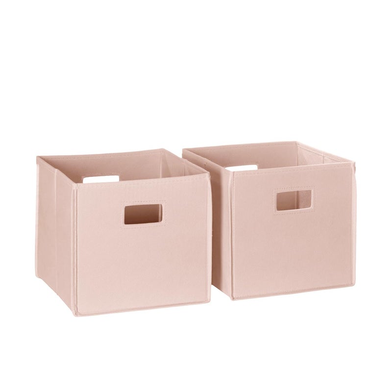 RiverRidge Kids 2pc Fabric Collapsible Storage Cube Organizers with Handles for Playroom Organization - Soft Pink - Image 1