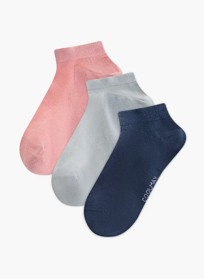 داش Logo Print Non Terry Ankle Length Socks - Set of 3