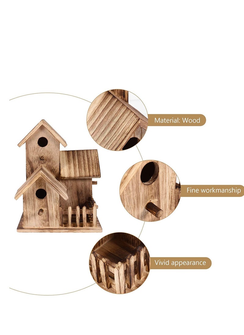 ماركة غير محددة Wooden Bird Houses, PRE Assembled Wooden Bird House for Outdoor Hanging, Natural Cedar Outside Garden Patio Decorative for Dove Finch Wren Robin Sparrow Hummingbird  - Image 3