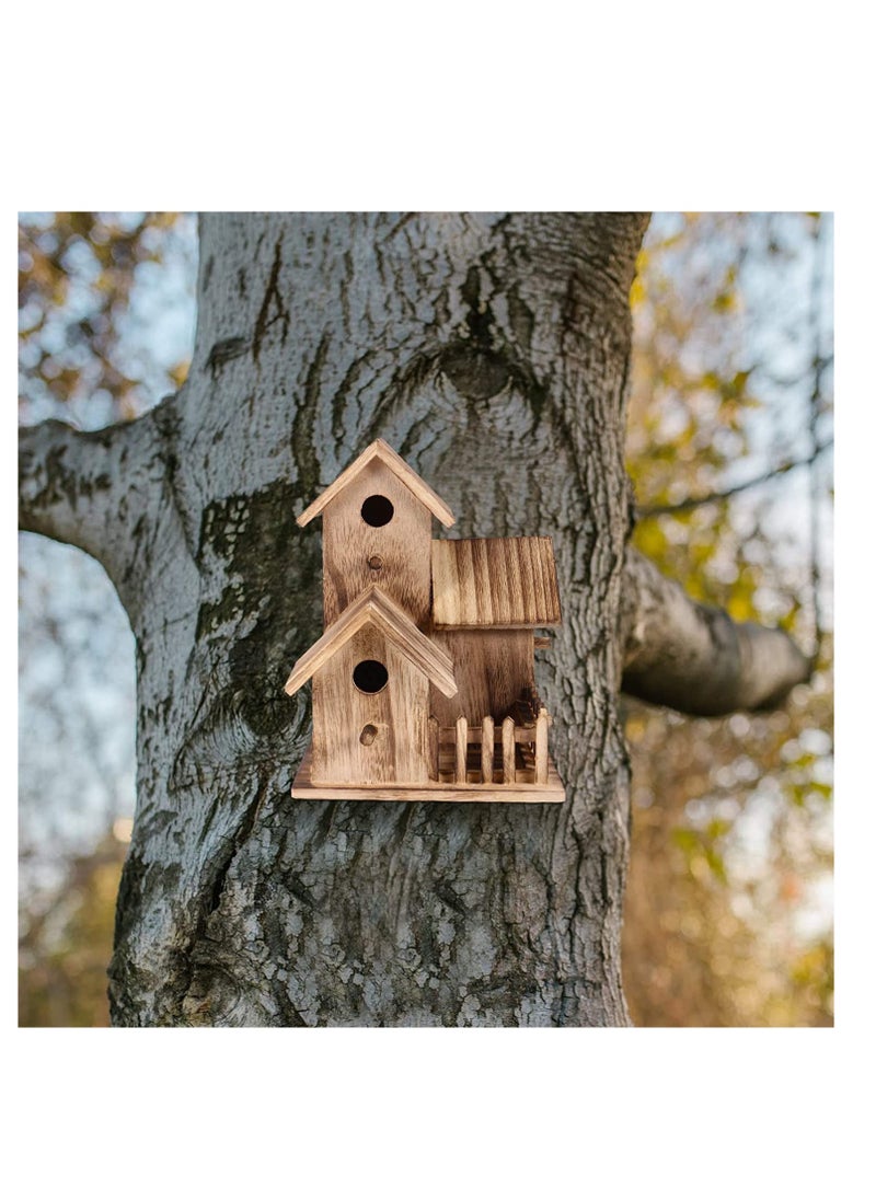 ماركة غير محددة Wooden Bird Houses, PRE Assembled Wooden Bird House for Outdoor Hanging, Natural Cedar Outside Garden Patio Decorative for Dove Finch Wren Robin Sparrow Hummingbird  - Image 5