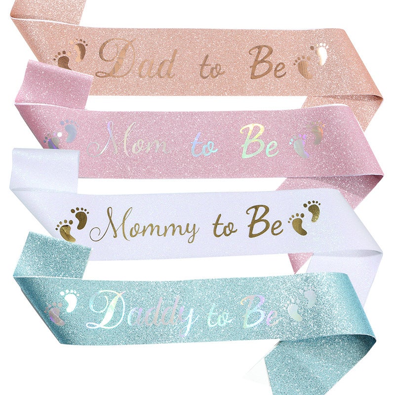 Personalized Glitter Cloth Mommy To Be Expectant Mother Daddy To Be Expectant Dad Shoulder Strap Etiquette - Image 2