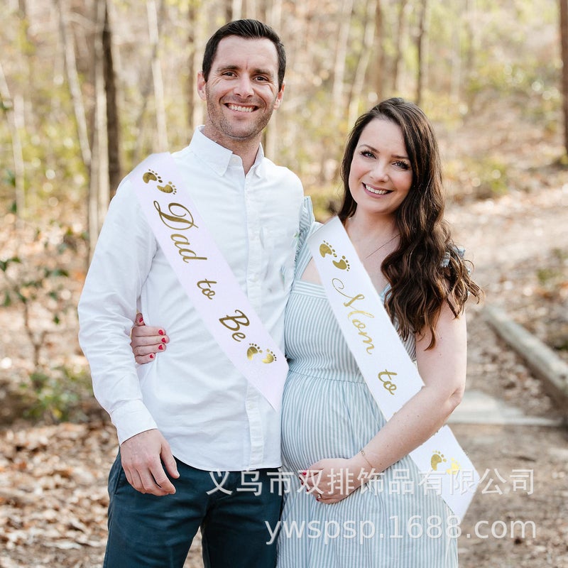Personalized Glitter Cloth Mommy To Be Expectant Mother Daddy To Be Expectant Dad Shoulder Strap Etiquette - Image 3