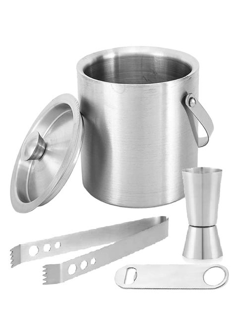 finality Double Walled Stainless Steel Insulated Ice Bucket with Lid Ice Tong peg Measure and opener 15 Liter Keeps Ice Cold for 6 h Great bar Tools for Home bar Accessories V PEG MEASURE
