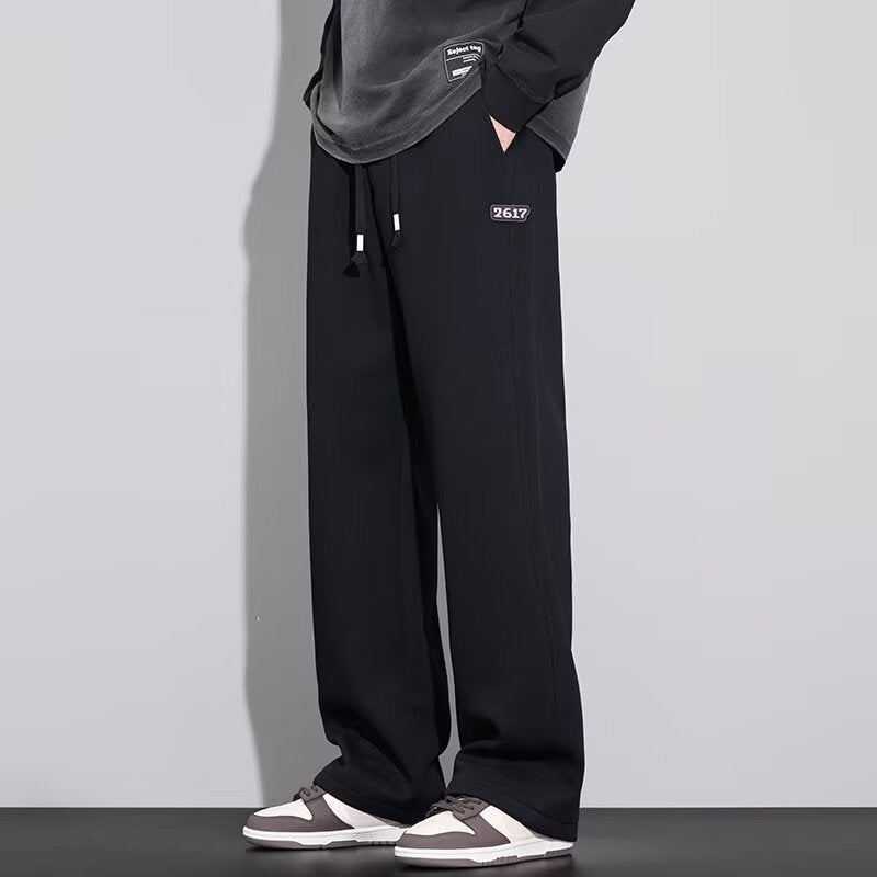 Waffley Sweat Pants Mens Spring and Autumn 2024 New American Style Fashion Brand Loose Straight Sportswear Casual Pants for Boys Military green - Image 3