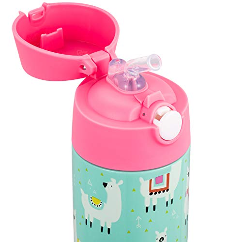 Snug Insulated Kids Water Bottle with Straw & Spout – Double-Wall Stainless Steel, Leakproof, Easy-Flip Lid – For School, Travel, Toddlers & Big Kids - Llamas, 12oz - Image 3