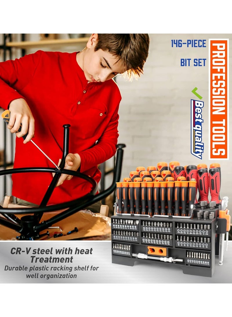 جي جوت 146-piece Magnetic Screwdrivers DIY Tools Set Plastic Racking for Men Tools Gift, Includs Precision screwdriver, Magnetizer, Key Set, Nut Driver and Bit Set - Image 5