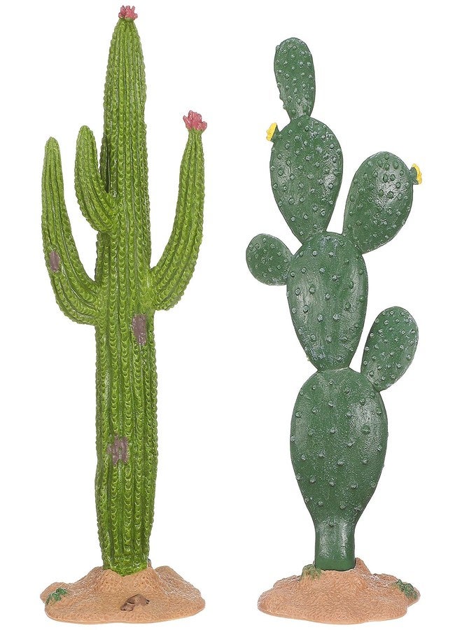 Amosfun 2pcs Realistic Cactus Models Lifelike Cactus Figurine Desktop Decor Artificial Greenery Plant Landscape Miniature Desktop Plant Decoration - Image 1