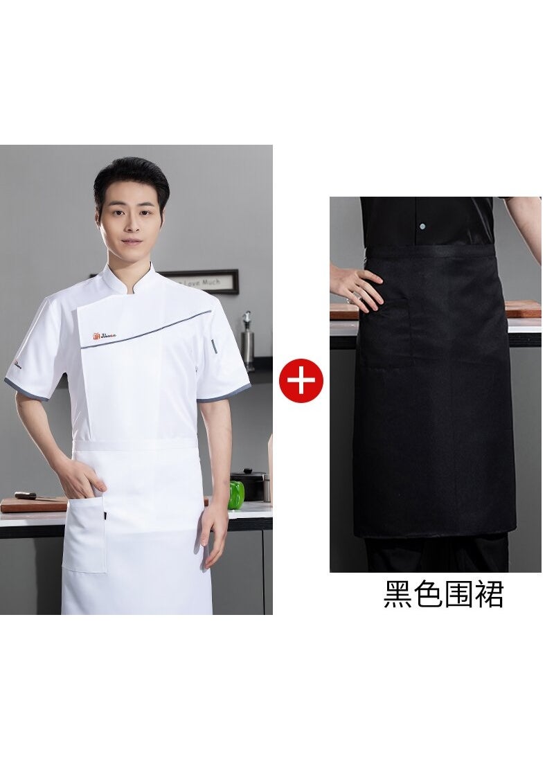 NIBEMINENT Chef Overalls Short Sleeve Men's Hotel High-End Restaurant Ding Room Breathable Summer Chef Tooling Baker Work Clothes  - Image 1