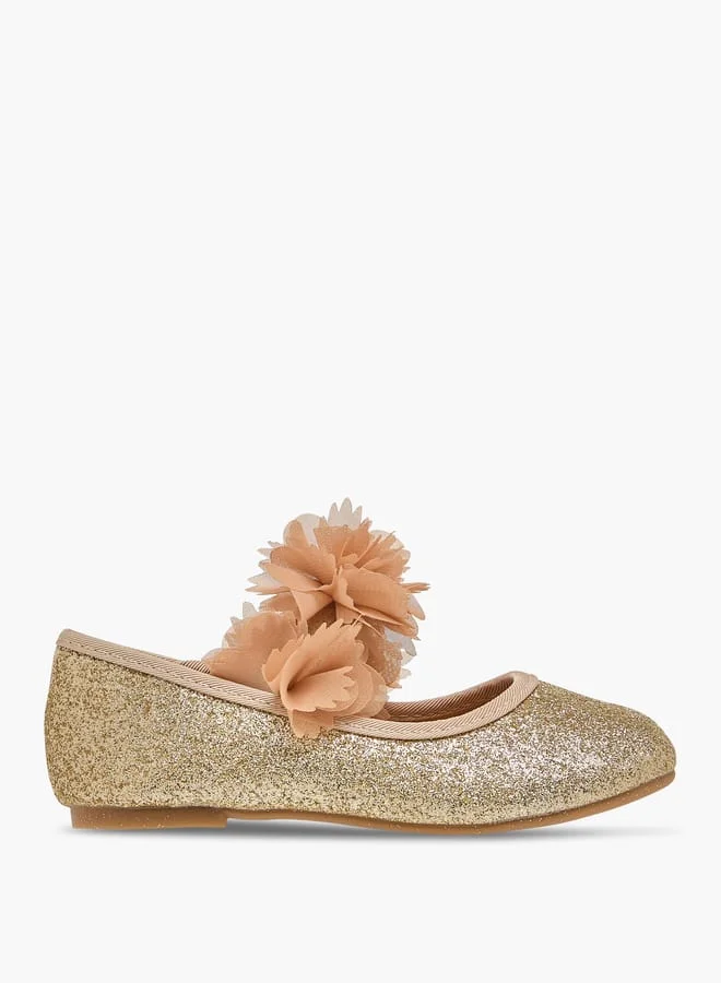 Flora Bella By Shoexpress Girls Embellished Ballerina Shoes With Elasticated Strap