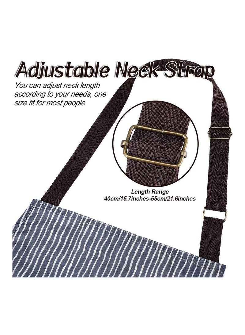 SOLARAE Aprons with Pockets Waterproof Adjustable Cooking Kitchen Bib Apron for Baking Household Cleaning Linen Easy To Wear Shapes Women 2 Pieces - Image 5