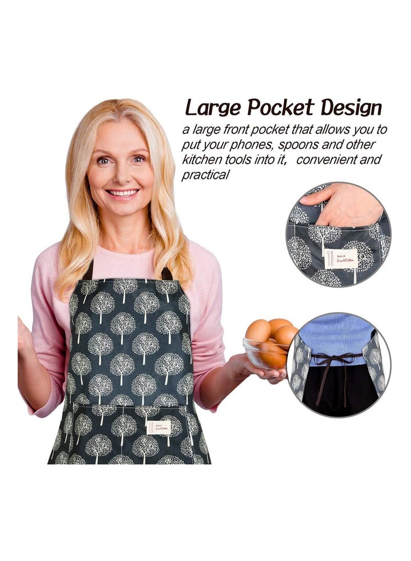 SOLARAE Aprons with Pockets Waterproof Adjustable Cooking Kitchen Bib Apron for Baking Household Cleaning Linen Easy To Wear Shapes Women 2 Pieces - Image 2